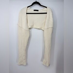 YUYU Cable Knit Long Sleeve Off Shoulder Poncho